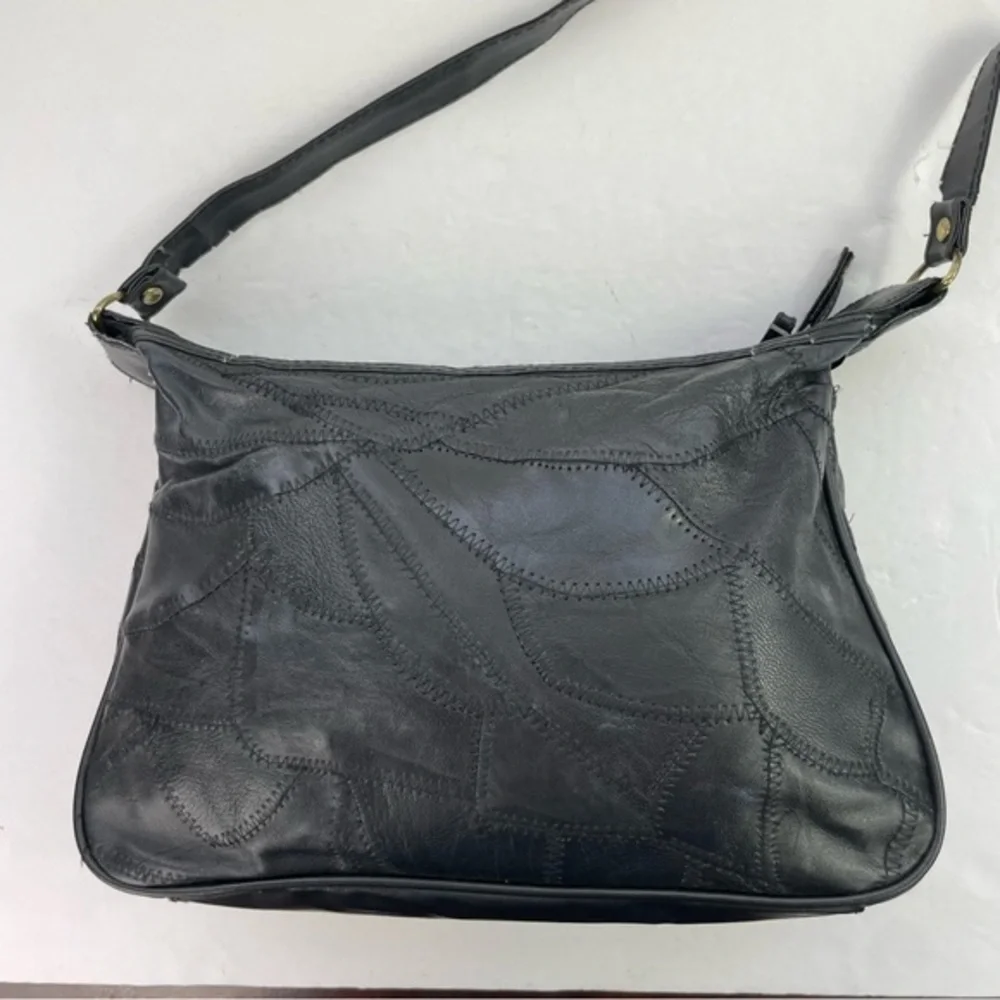 Vintage Black Patchwork‎ Crossbody Handbag Purse